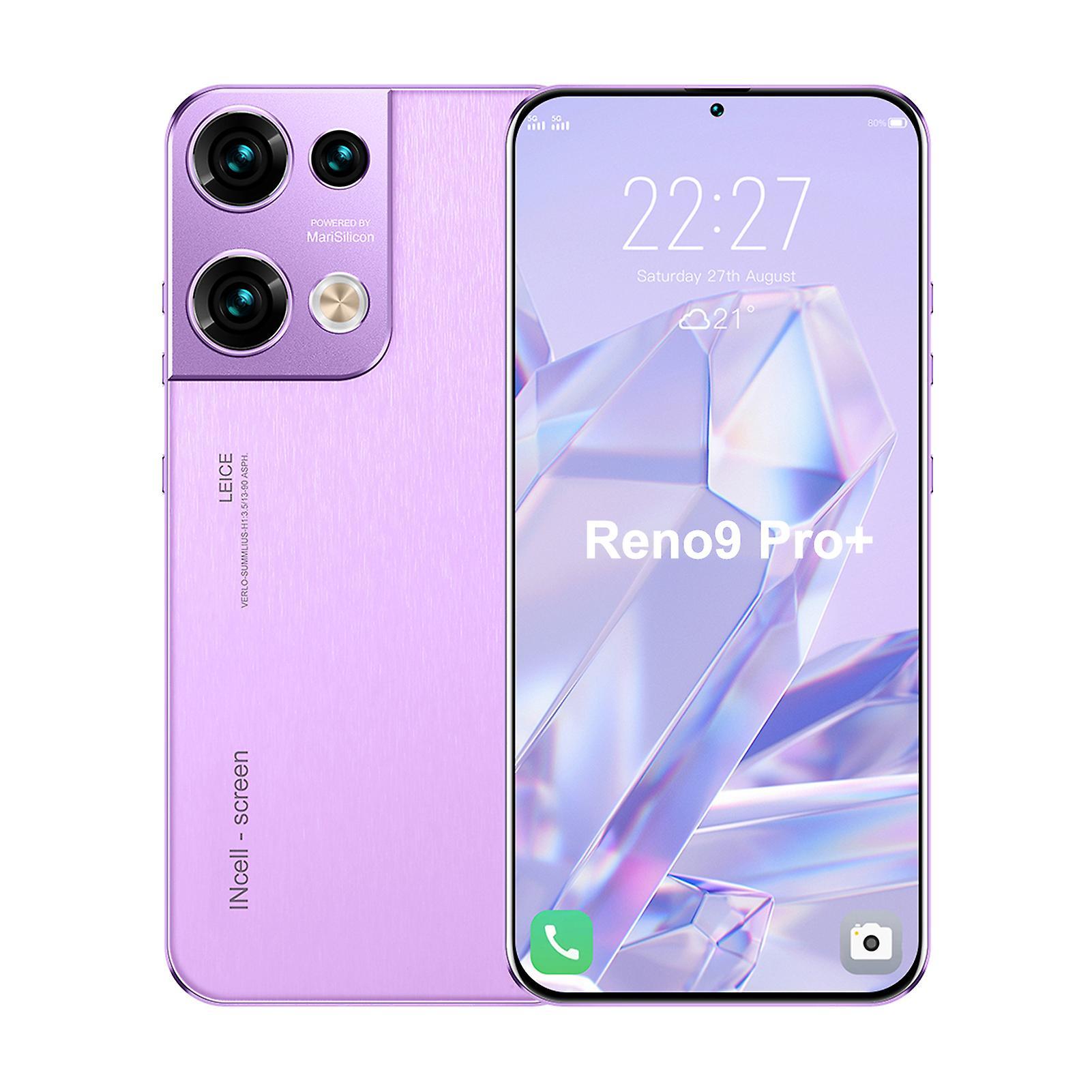 Fairnull Reno9 Pro+ 4G/5G Smartphone 6.8-inch Full Screen Face Recognition 50MP 6800mAh for Android 13.0 Smart Mobile Phone Purple UK Plug,8+256GB