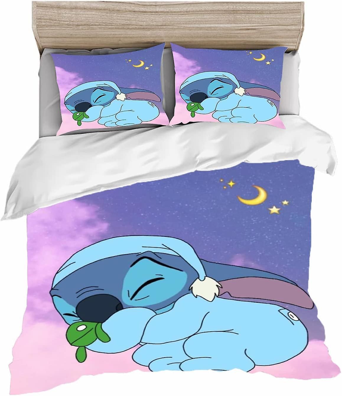 Kerota Lilo & Stitch Bedding Set D Microfiber Children's Polycotton Microfiber Lilo and Stitch Bedding Set for Boys and Yarn Single135x200cm