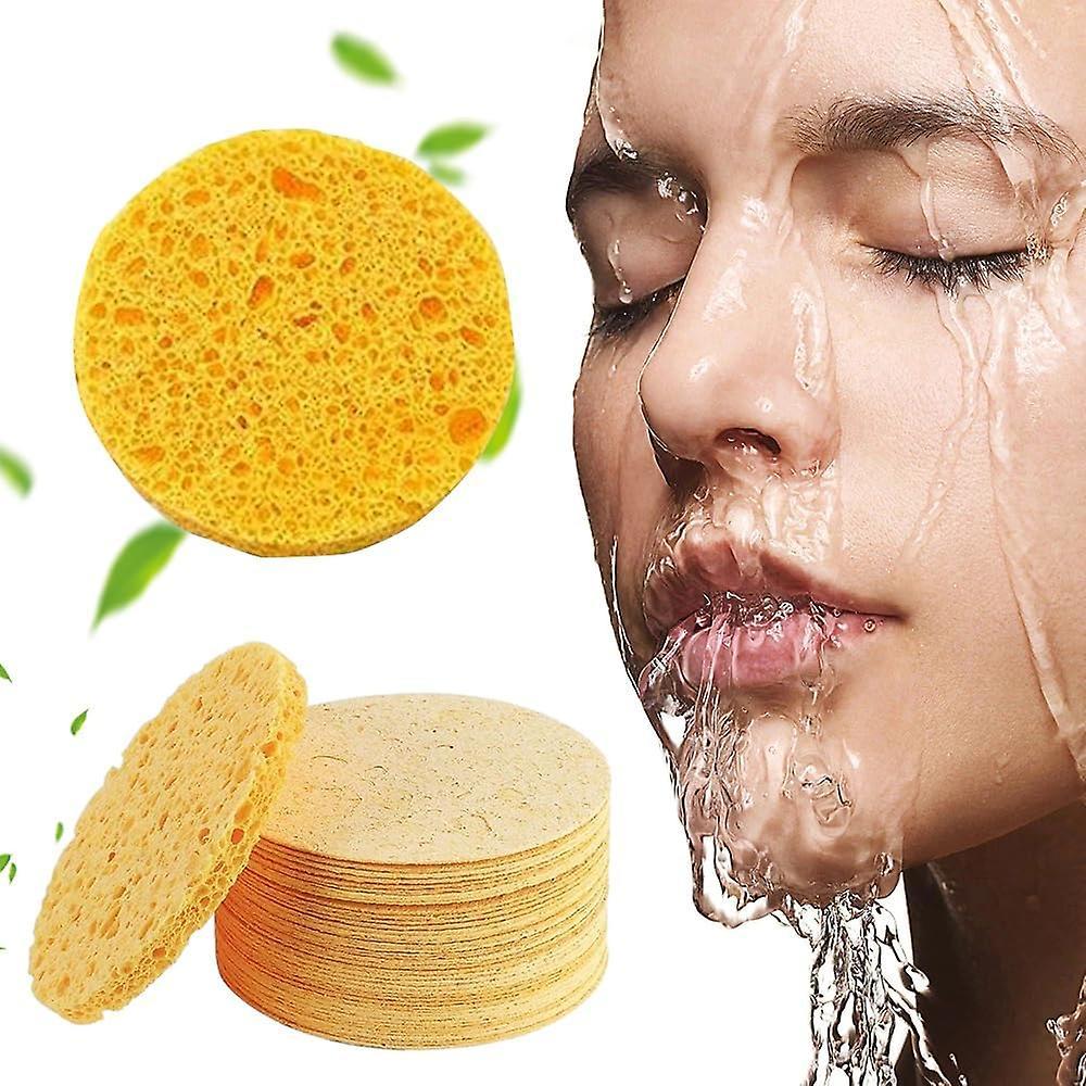 Frusde Turmeric Kojic Acid Pads, Compressed Facial Sponges Turmeric Kojic Acid Cleansing Pads, Facial Sponges for Cleansing and Exfoliating 30pcs