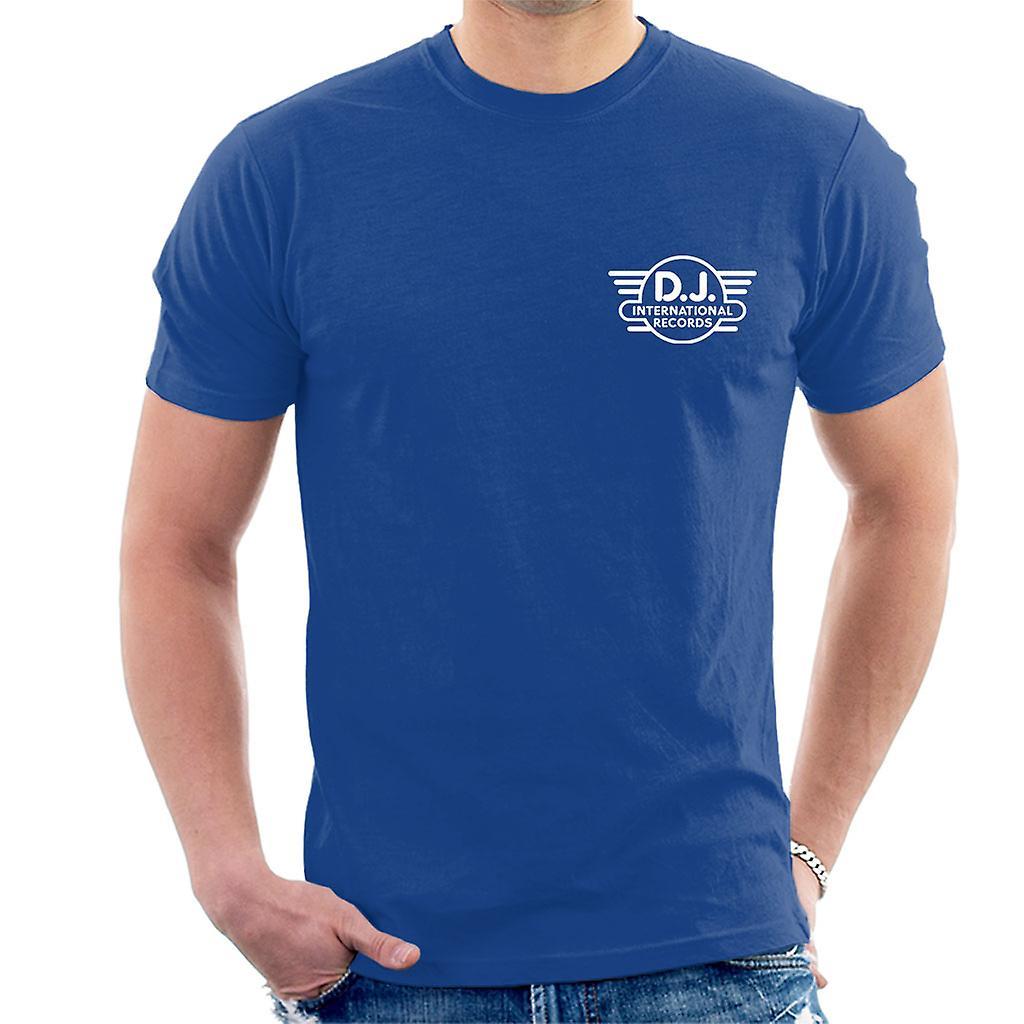 DJ International Records Classic Logo Men's T-Shirt Royal Blue Medium