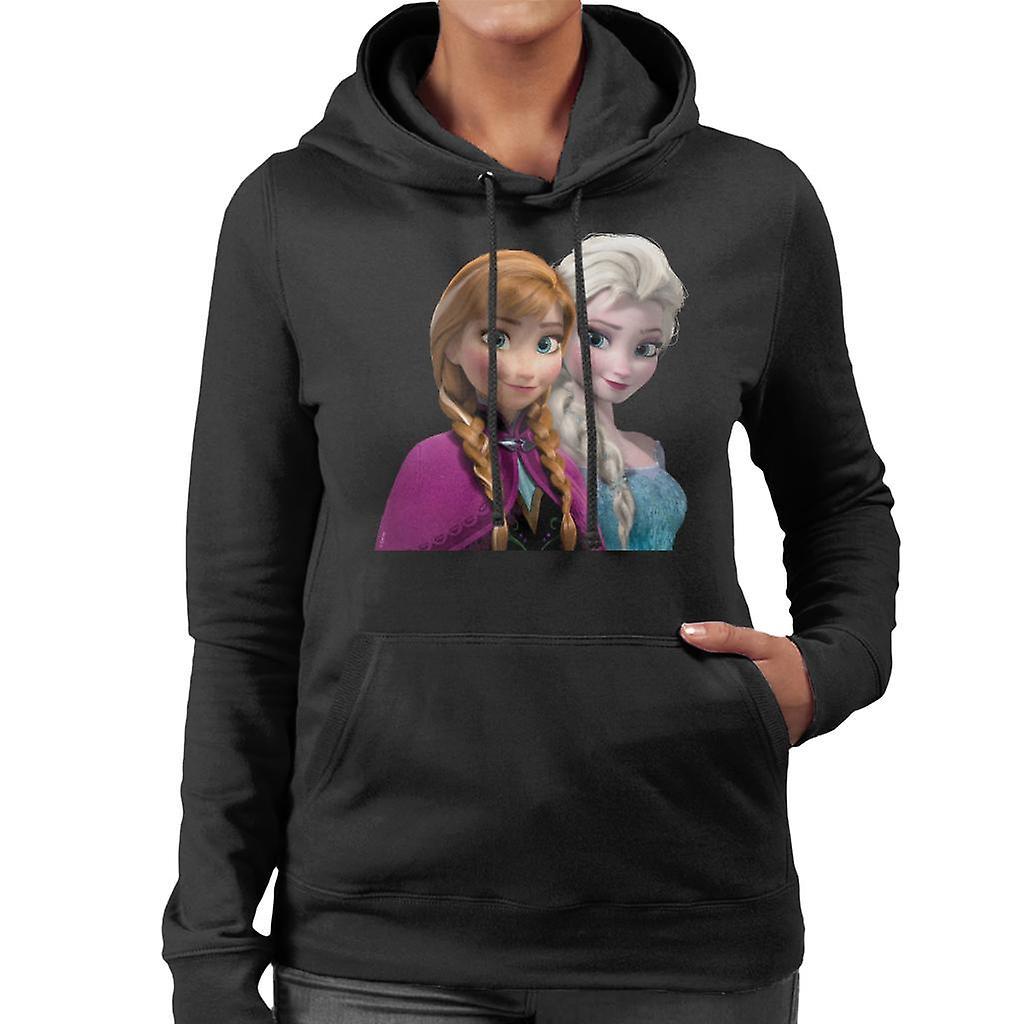 Disney Frozen Princess Anna And Elsa The Snow Queen Women's Hooded Sweatshirt Black XX-Large