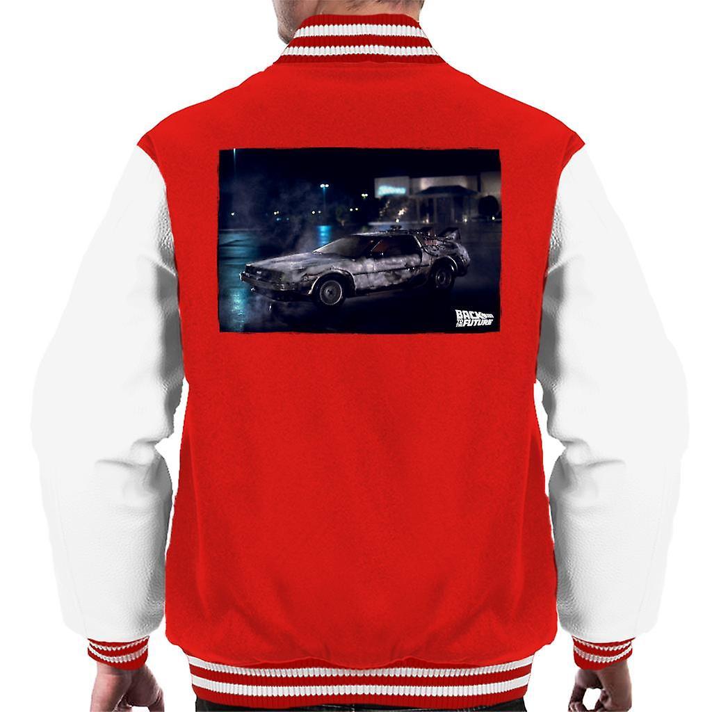 Back to the Future Delorean Cinematic Design Men's Varsity Jacket Red/White XX-Large