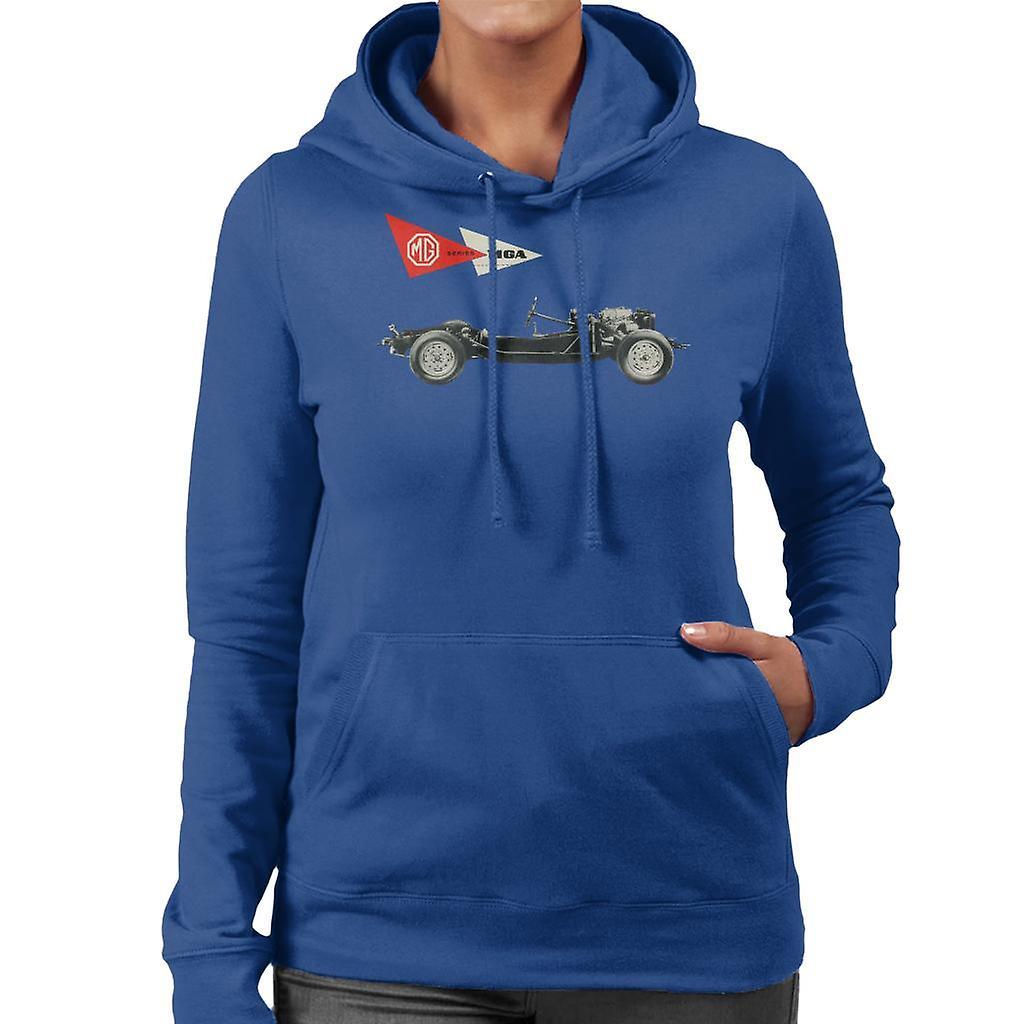 MG MGA Series British Motor Heritage Women's Hooded Sweatshirt Royal Blue Small