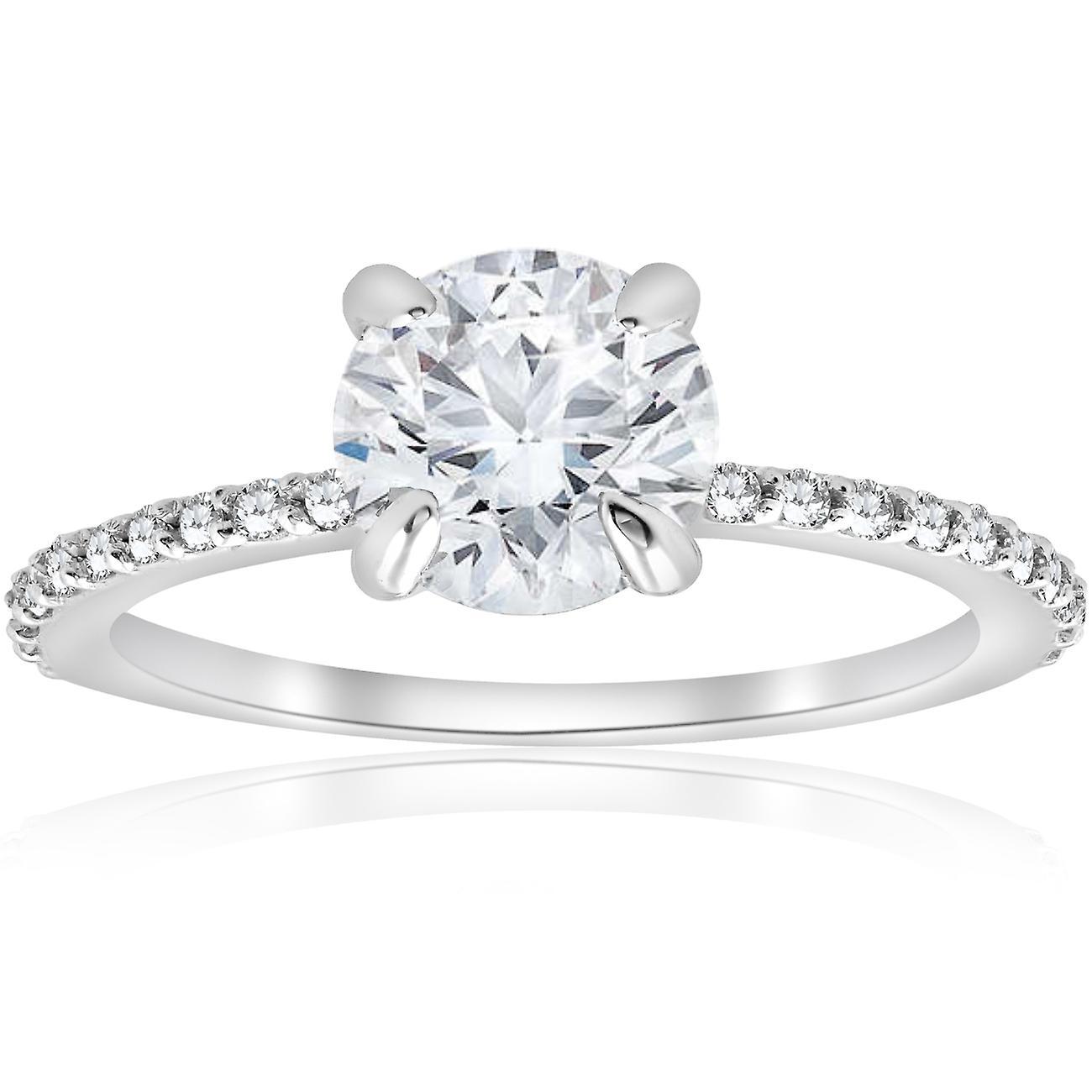 Pompeii3 1 1/4 Ct TDW Diamond Round Solitaire Engagement Ring 14k White Gold 6.5