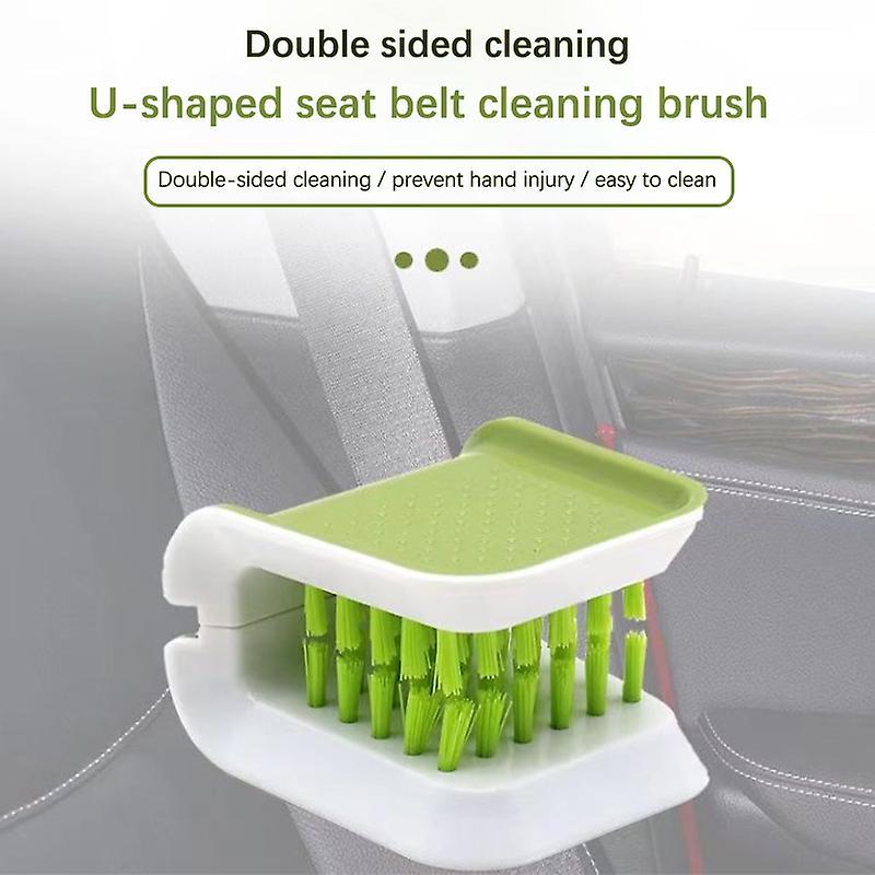 Uclac Car Seat Belt Cleaning Brush Automotive Safe Belt Washing Tool Double Sided Green