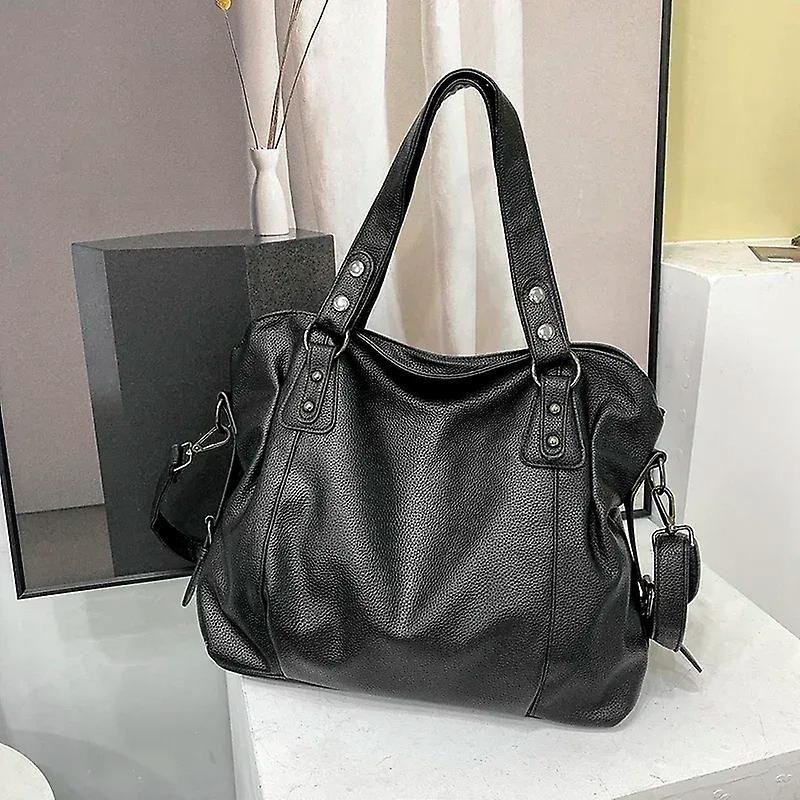 Handbag Female Hobo Handbag Large Capacity Shoulder Bags Big Stylsih Tote Bag Ladies Soft Leather Hobos Messenger Bags Women Shopper Bag black