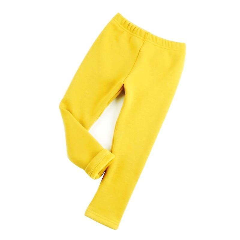 Slowmoose Winter Leggings, Cotton Plus Thick Velvet Warm Pants light yellow 7T