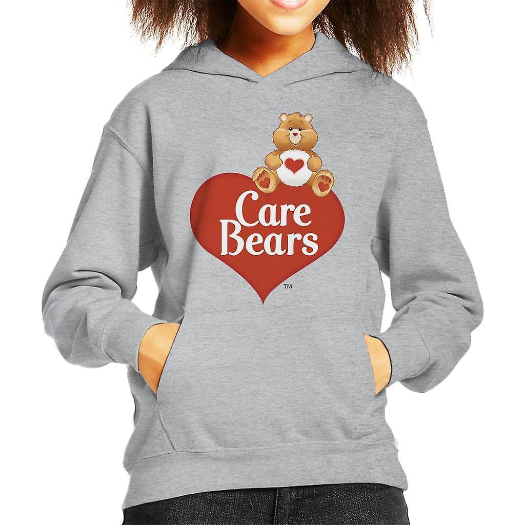 Care Bears Logo Tenderheart Bear Kid's Hooded Sweatshirt Heather Grey Medium (7-8 yrs)