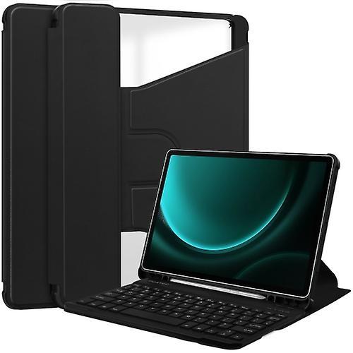 Unbrand For Samsung Galaxy Tab S9 Fe+ 360 Rotation Transparent Smart Leather Case With Keyboard Black