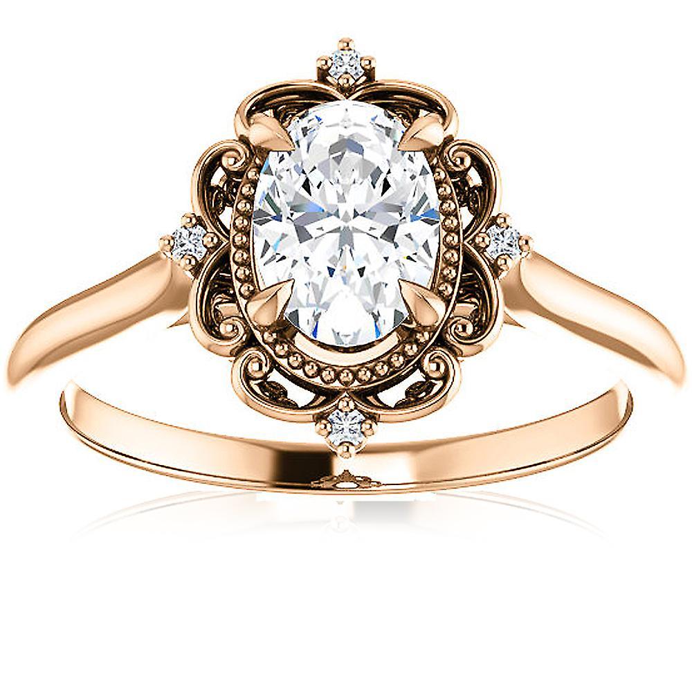 Pompeii3 1 Ct Oval Diamond Engagement Ring 14k Rose Gold 4.5