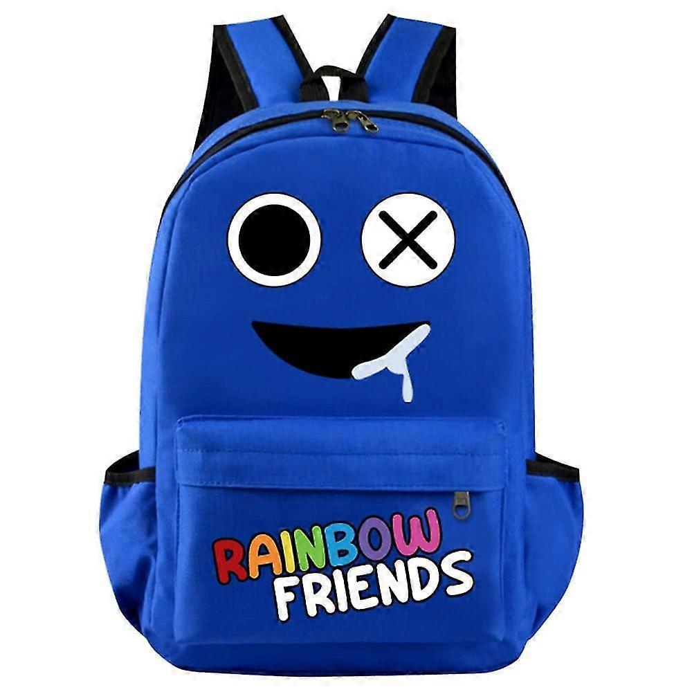 Lequeen Kids Boys Girls Roblox Rainbow Friends Print Backpack Large Capacity School Bag Ruckbag Royal Blue