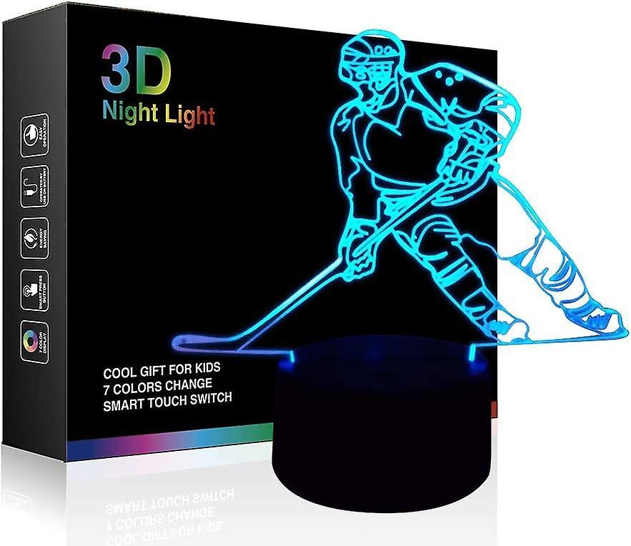 Heytea Hockey Night Light, Hockey Player 3D Lighting Lamp for Kids 7 LED Color Changing Touch Table Desk Lamps Cool Toys Gifts Birthday Christmas D...