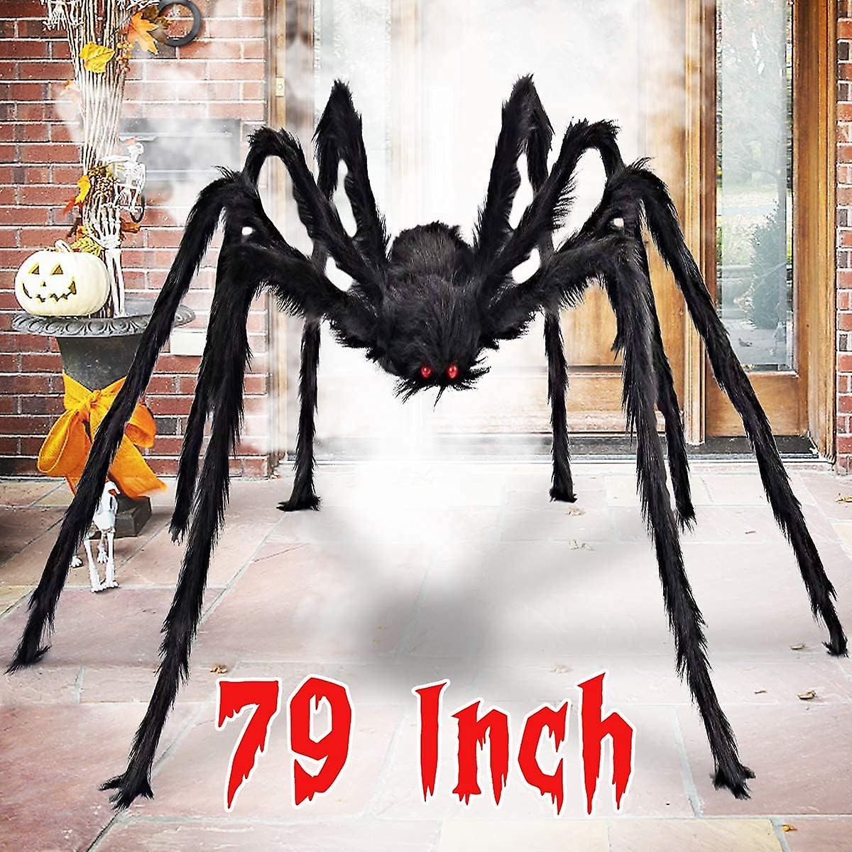 LINJOU Giant Spider Fake Large Spider Hairy Spider Props for Halloween Yard Decorations Party Decor(2m)