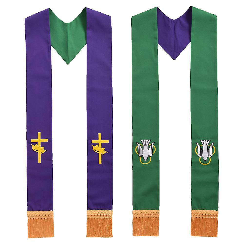 Aionyaaa Anglican Priest Stole Clergy Double Sided Unisex Adults Catholic Mass Pastor Liturgical Overlay Reversible Stole JD82 240cm full length