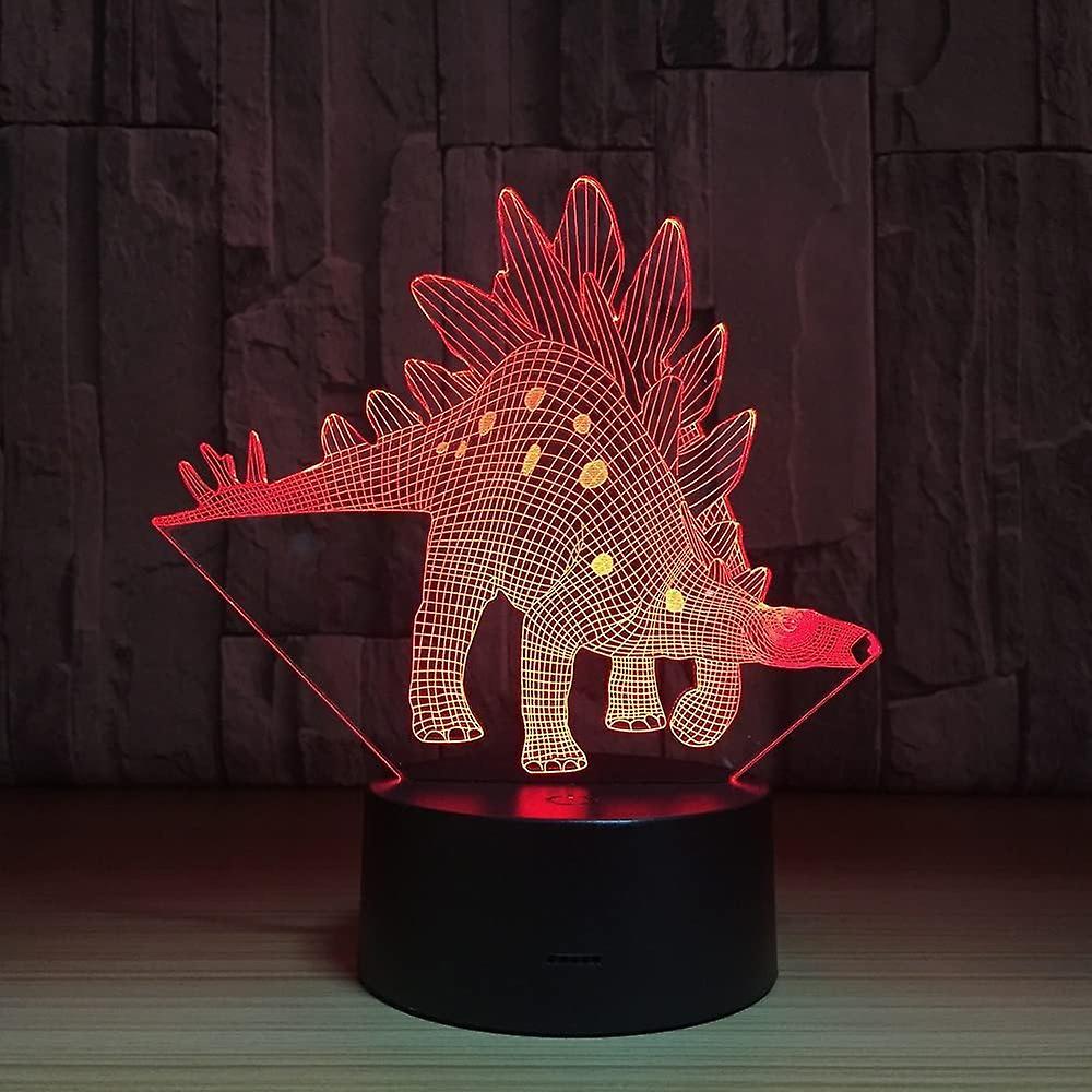 Xcy Stegosaurus Dinosaur 3D Led Lamp Touch Switch Desk Light Night Light 7 Colorful USB Led Table Acrylic Lamp Home Decor Kids Gifts