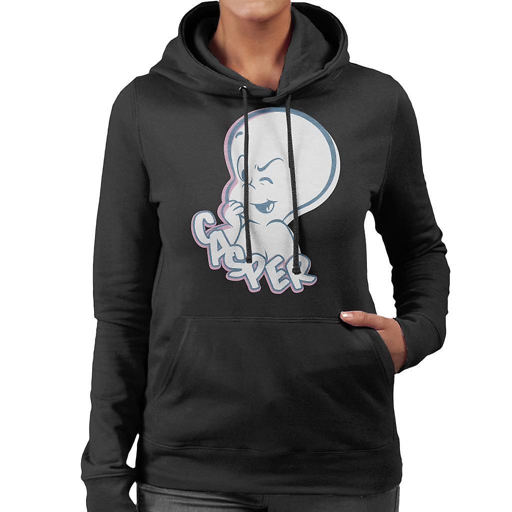 Casper The Friendly Ghost Winking Face Women's Hooded Sweatshirt Black X-Large