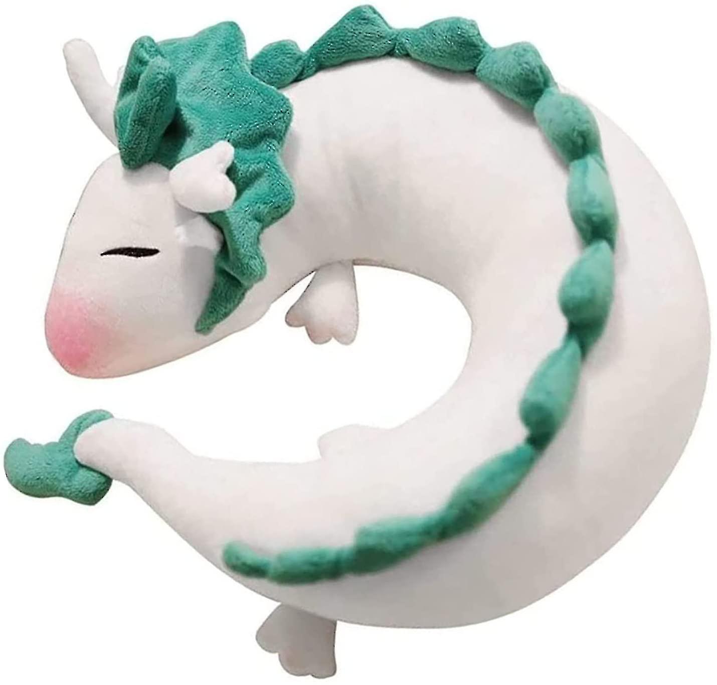 SSRGV Anime Neck Pillow White Dragon Plush Doll Toy Children's Travel Neck Pillow Cute White Chihiro Plush