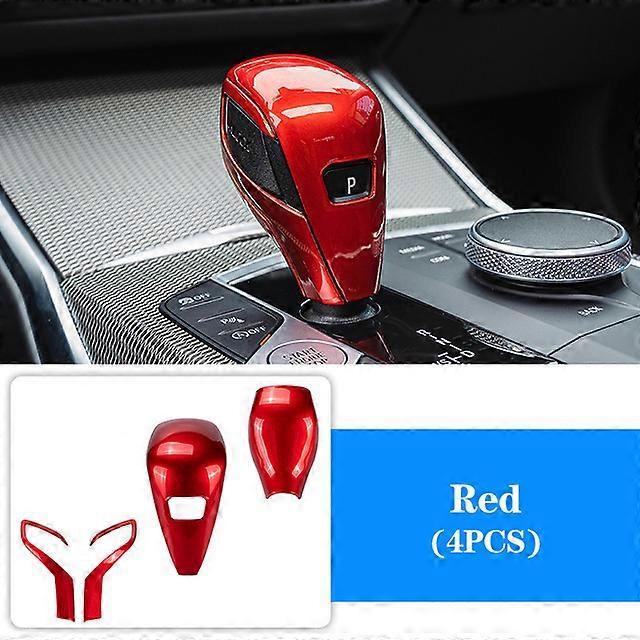 Maxpower For BMW 2 3 4 Series G20 G21 X3 G01 X4 G02 G29 G22 G23 G26 F40 F44 G42 Car Gear Shift Knob ABS Trim Handle Cover Sticker  20-22 Red 4PCS