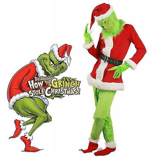 Seenlin The Grinch Costume Halloween Cosplay Mens Christmas Santa Fancy Dress Outfit Set -sz.11957 Green 65cm