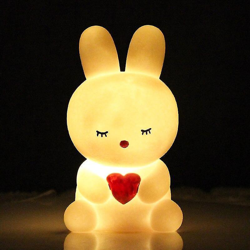 Tianzun Easter Bunny Holding Carrot/heart Led Night Light For Kids, Bedside Lamp, Easter Rabbit Animal Ornaments A--Love Bunny