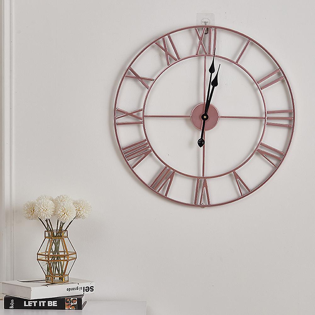 Living And Home 60CM Rose Gold Roman Numerals Metal Wall Clock