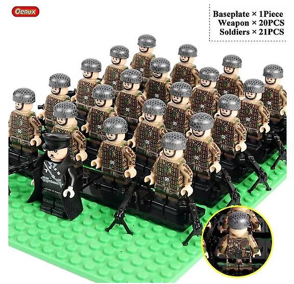 YM Studio WW2 Mini German Army Soldiers Figures Small Building Block Classic Truck Tank Model Block Brick