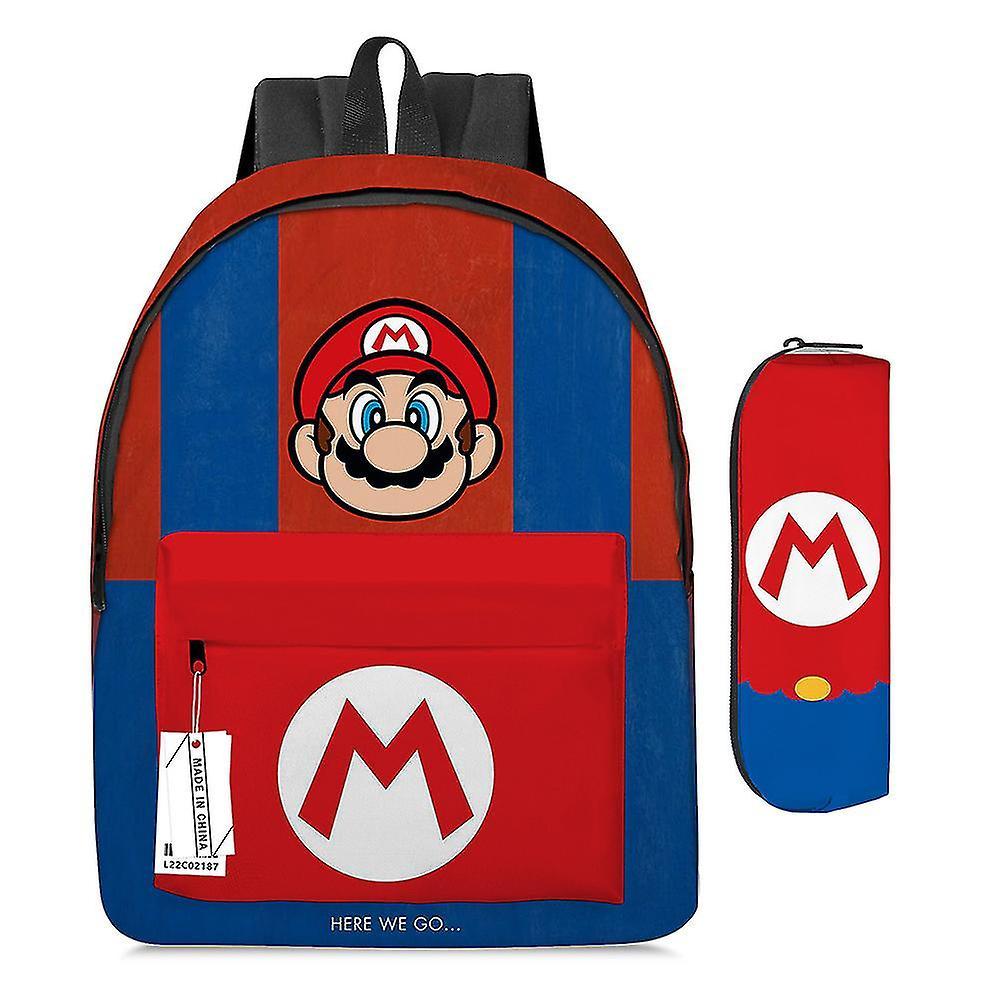 Santic Super Mario Bros 3d Print Backpack Student School Bags Laptop Bag Pencil Case Kids Gifts A