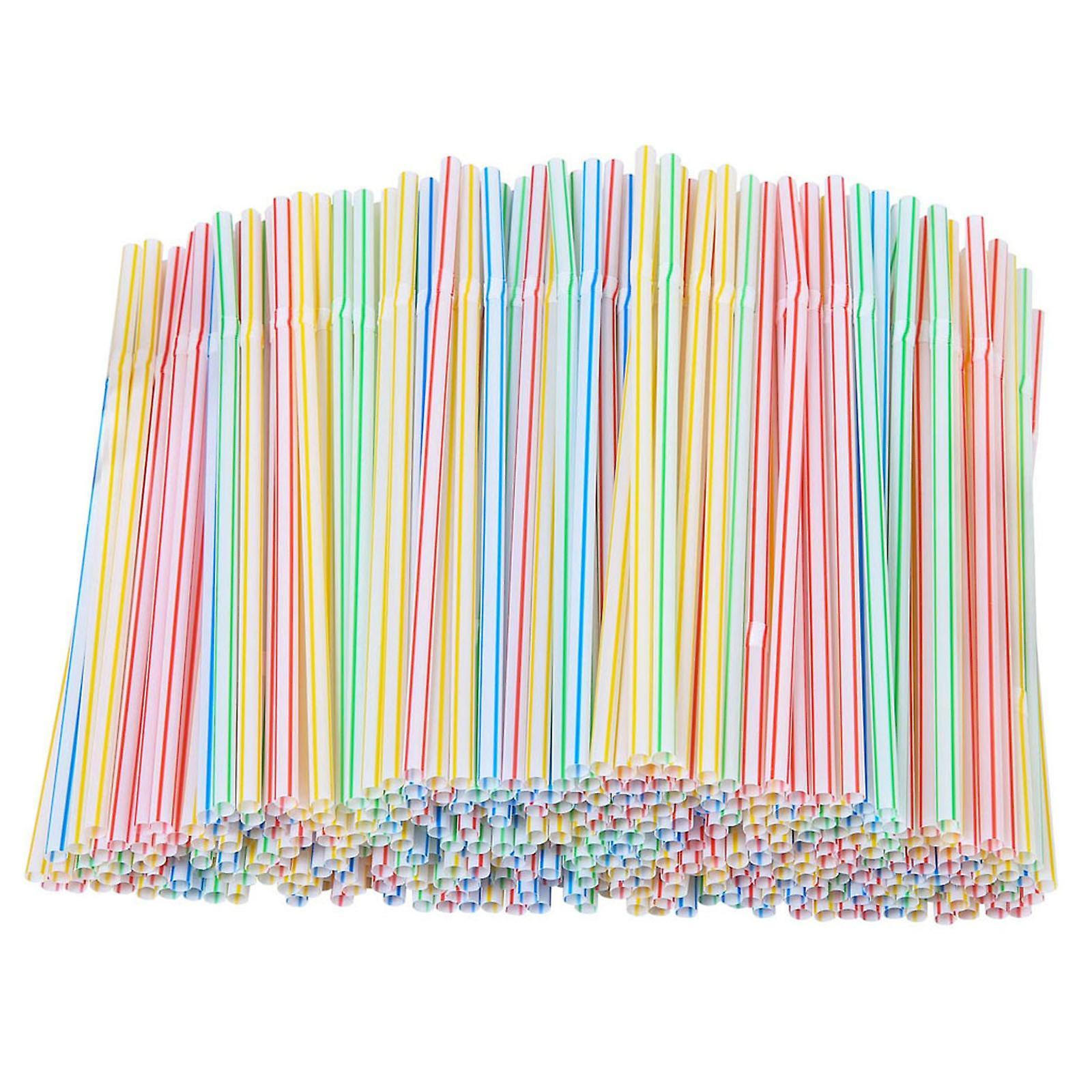 unbrand 800 Plastic Drinking Straws 8 Inches Long Aed Striped Bedable A