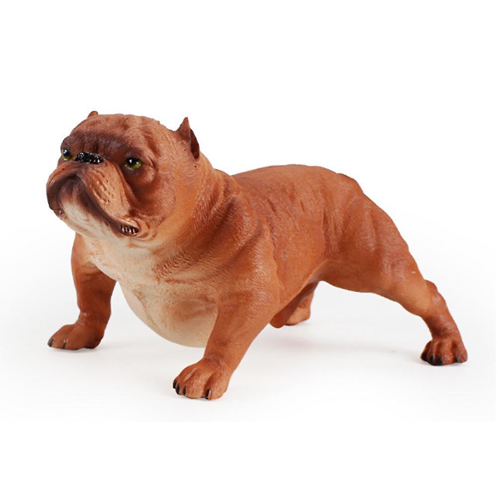 Haloppe Realistic Bully Dog PVC Animal Solid Model Figurine Kids Toy Table Decoration Brown