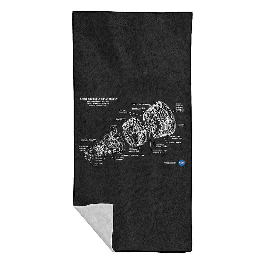 NASA Gemini Spacecraft Schematic Beach Towel Black 70 x 140cm