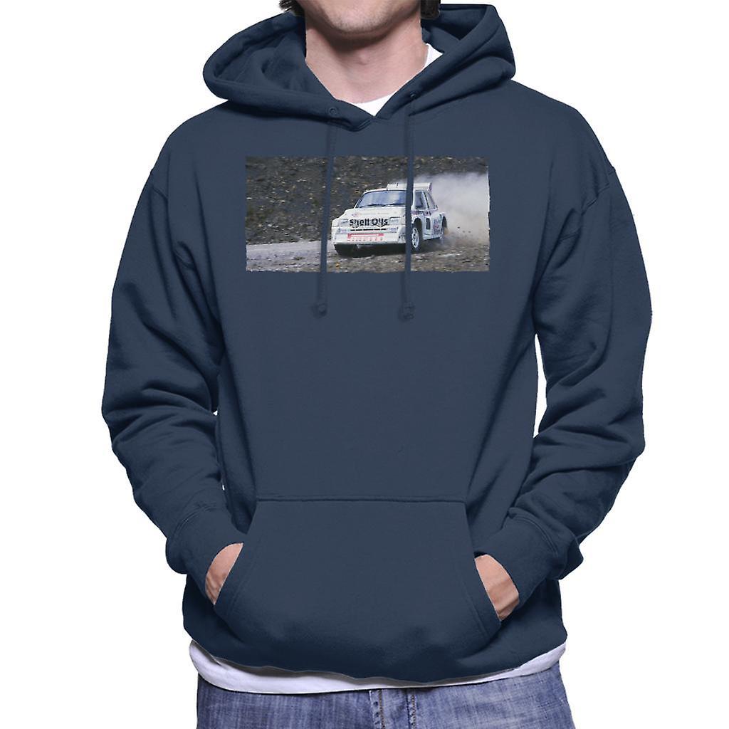 MG Metro 6R4 Drifting British Motor Heritage Men's Hooded Sweatshirt Navy Blue Small