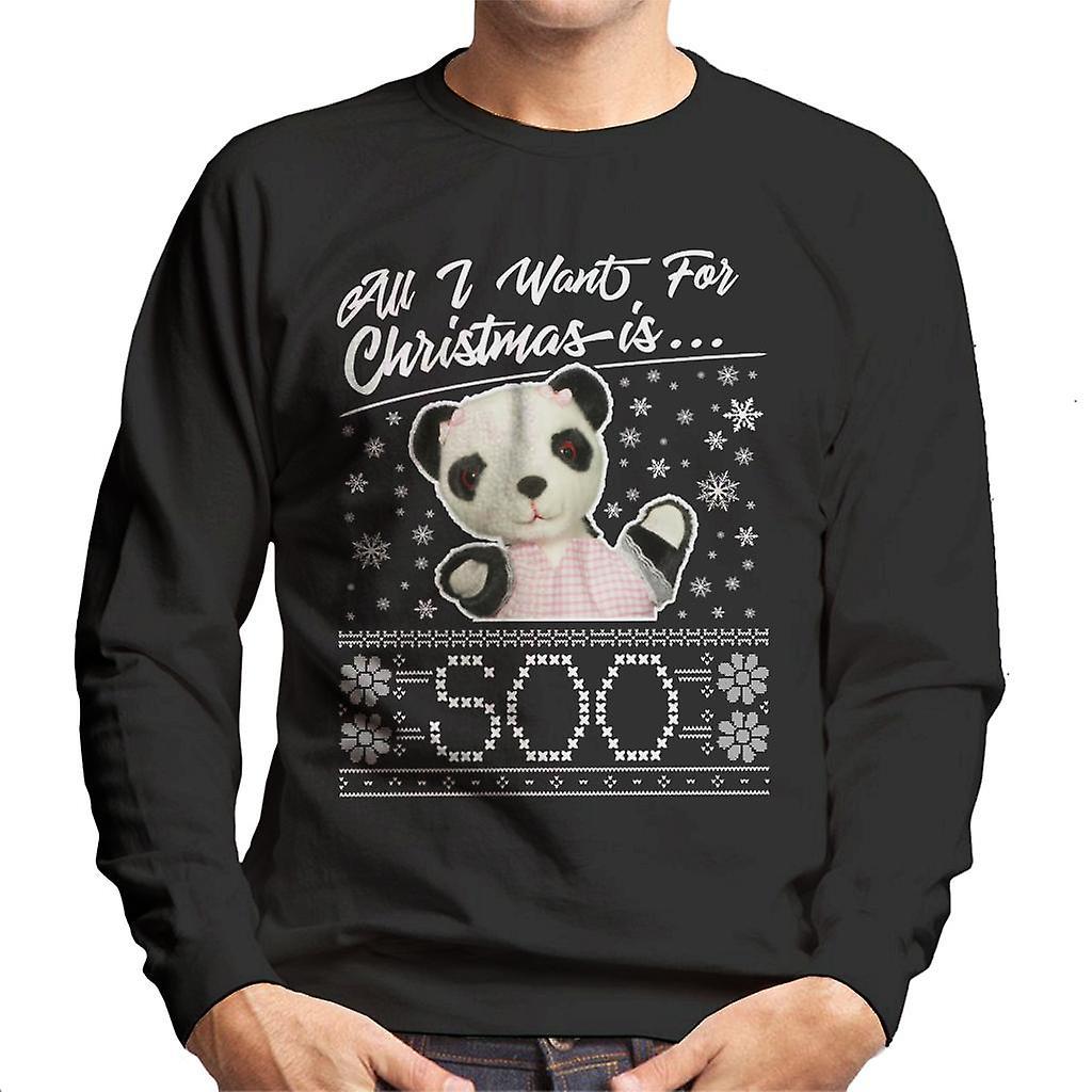 Sooty Christmas All I Want For Christmas Is Soo Men's Sweatshirt Black XX-Large