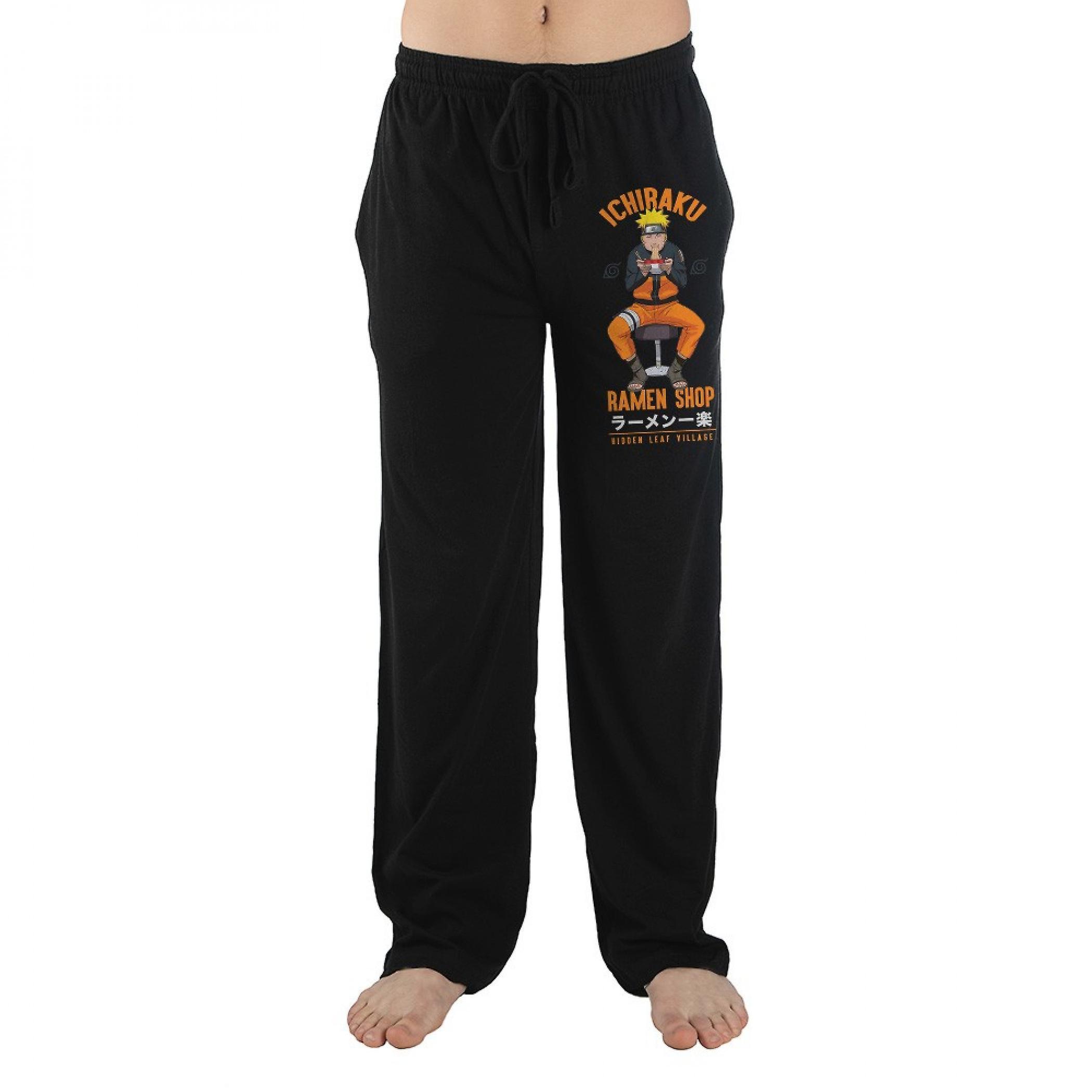 Anime & Manga Naruto Ichiraku Ramen Shop Pajama Sleep Pants Black Medium (32-34)