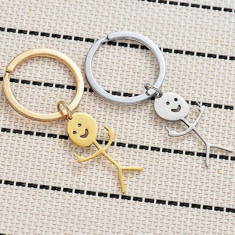 Unbrand 2Pcs Stainless Steel Funny Doodle Keychain Middle Finger Pendant Keyring Friendship Jewelry Gift for Men Women