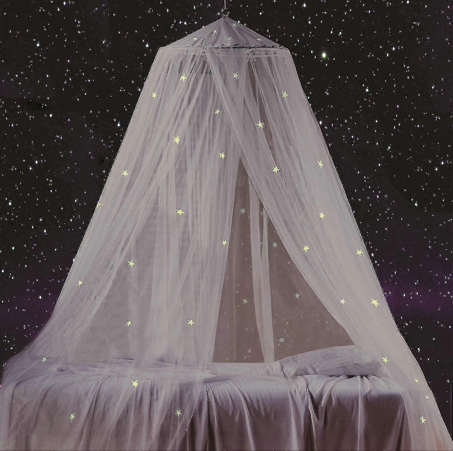 Lertenys Bed Canopy With Fluorescent Stars Glow In Dark,present For Boys/girls