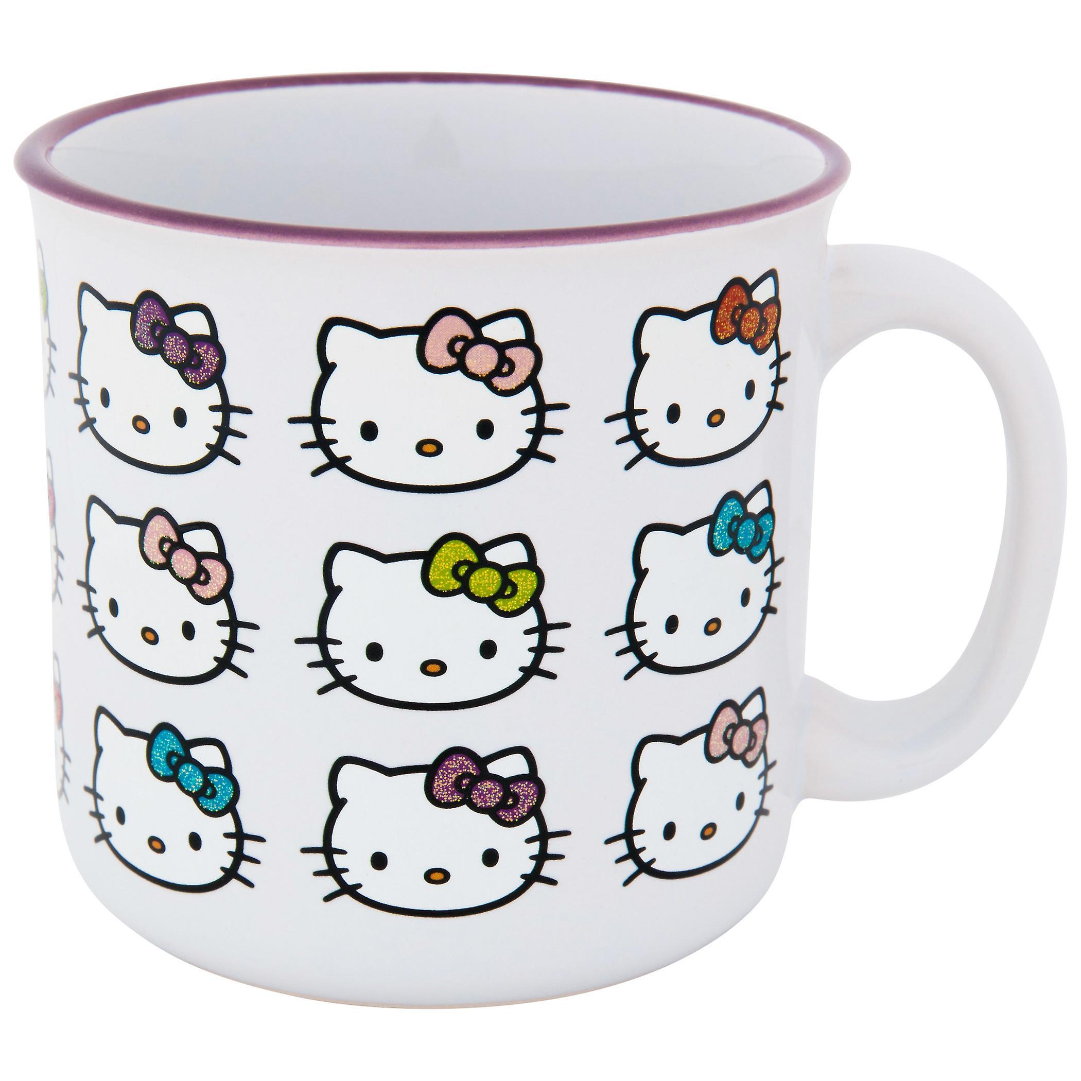 Cartoons Hello Kitty Rainbow Bows 20oz Ceramic Camper Mug White