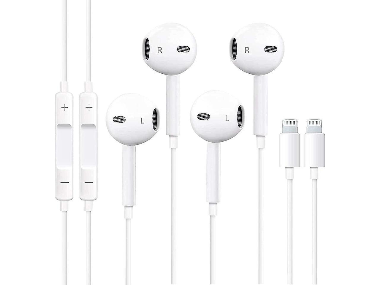 Werleo 2 Packs In-ear Headphones For Iphone 15/14/13/12/11/se/x/xr/xs/8/7 Wired Earbuds With Microphone Volume Control Earpieces Hifi Stereo Headsets