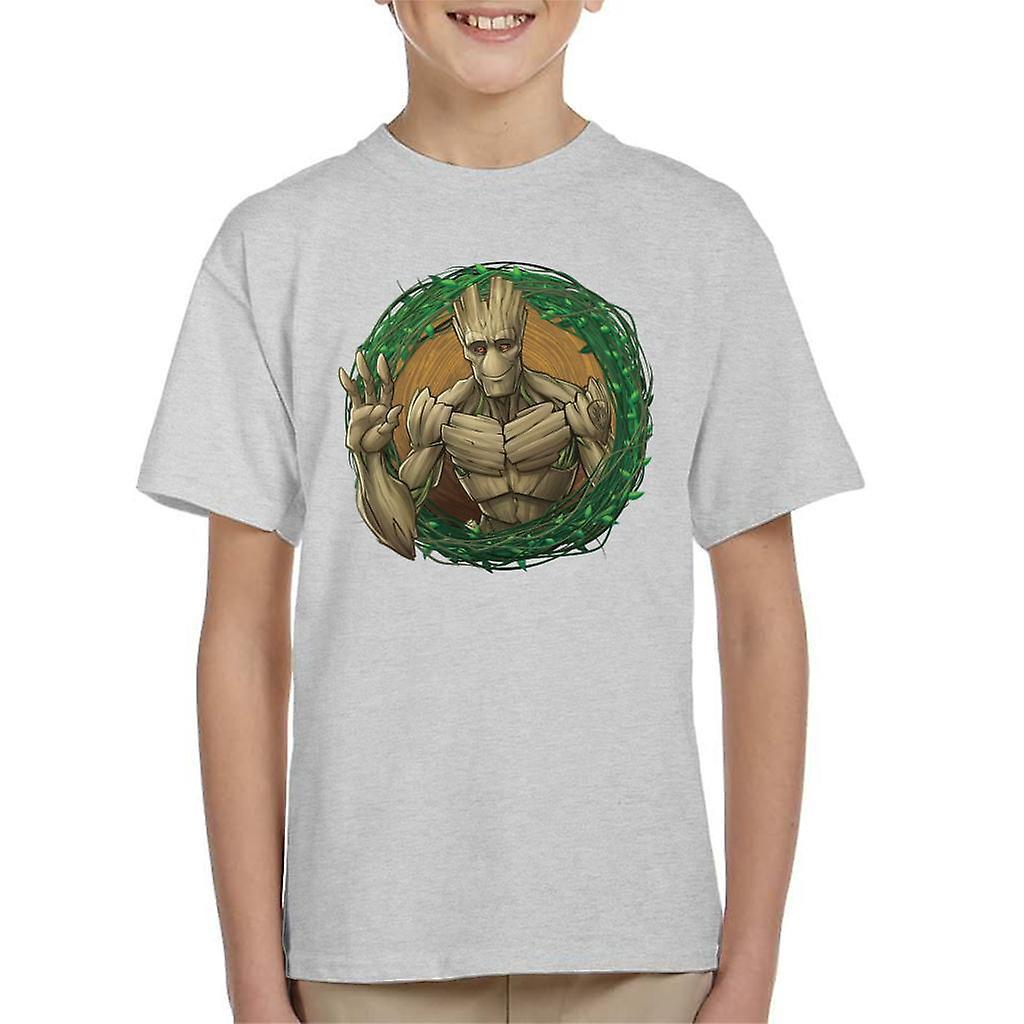 Marvel Guardians Of The Galaxy Groot Wave Kid's T-Shirt Heather Grey Medium (7-8 yrs)