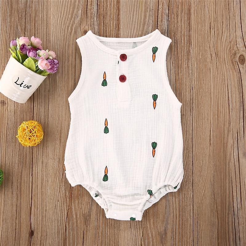 Slowmoose Baby Romper, Cotton Newborn Sleeveless Jumpsuit 24M