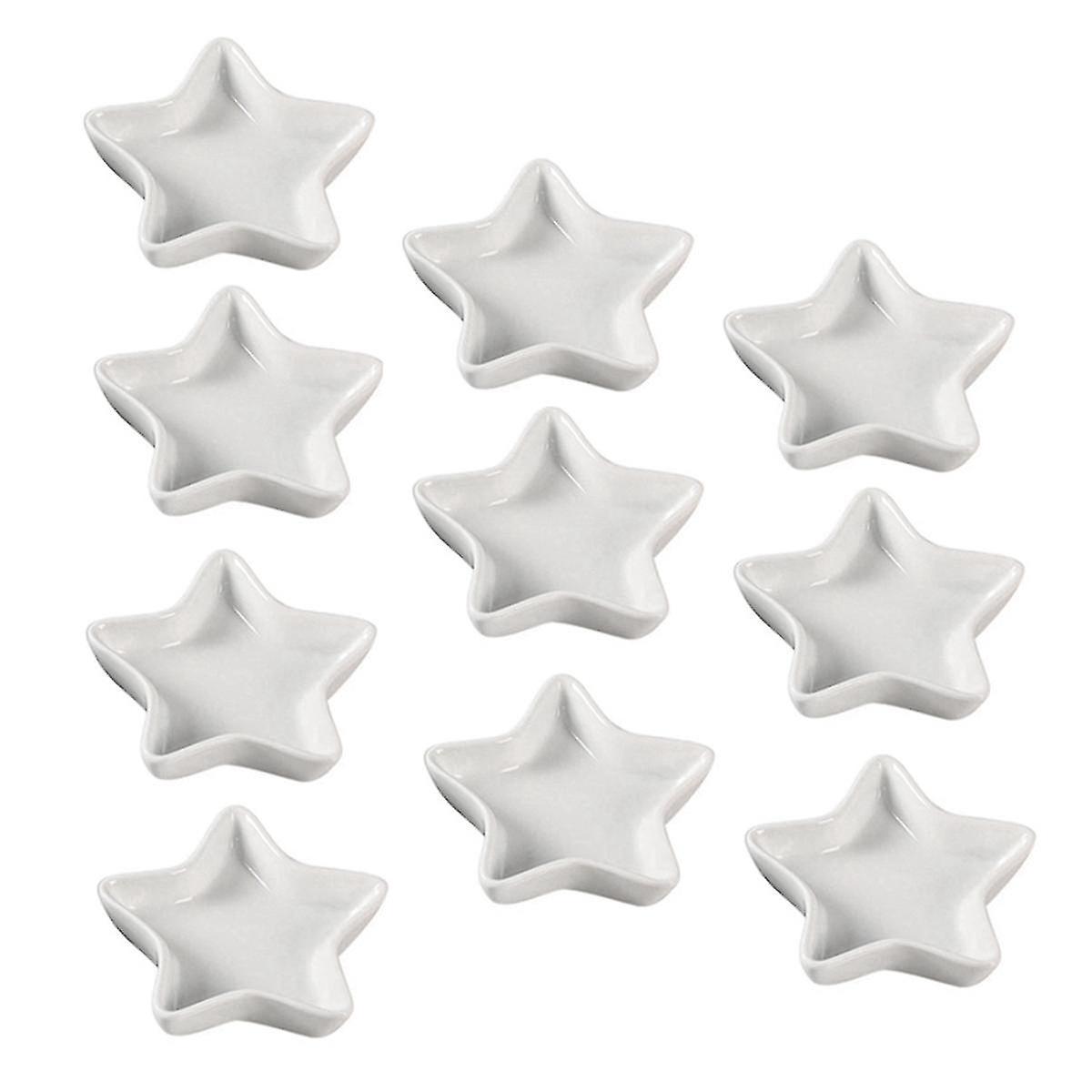 Jsyg 10pcs Five-pointed Star Shaped Condiment Dishes Dipping Sauce Dish Soy Sauce Pinch Bowl Ceramic Bbq Porcelain White