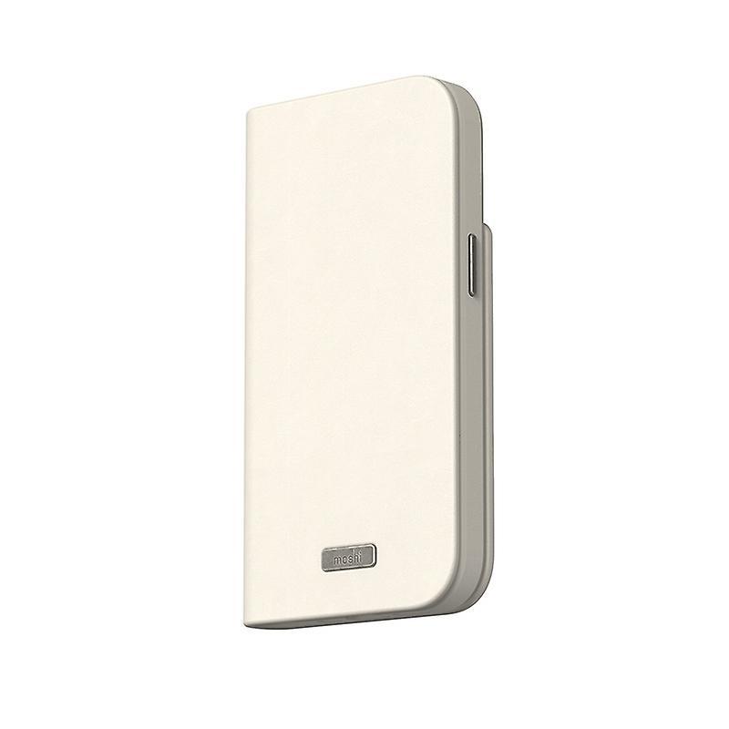 Pricenet Moshi Overture MagSafe - Leather 3-in-1 Case with Flip Case for iPhone 15 (Eggnog White)