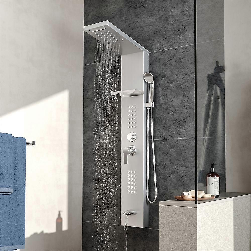 Living And Home Wall Mount Stainless Steel Shower Panel Tower System with Shelf