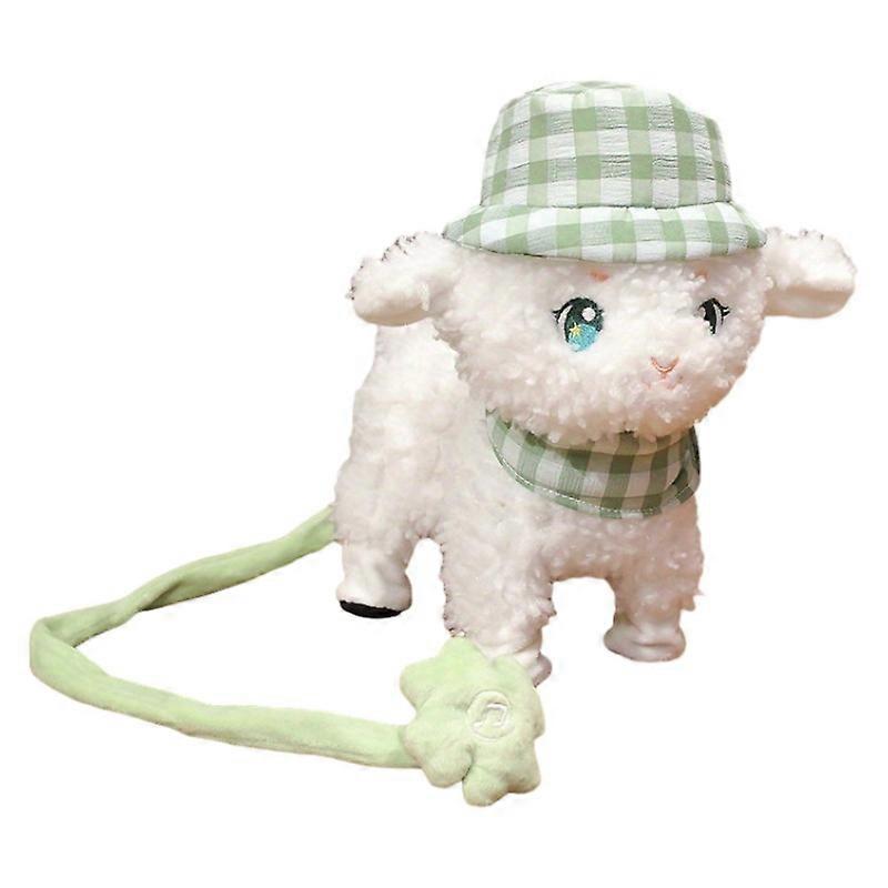 Wiuo Electric Leash Walking Lamb Toy Sings Swings and Learns to Talk Sheep Doll Childrens Day Gift green