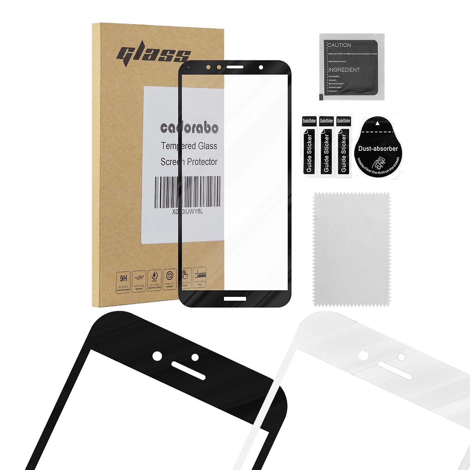 Cadorabo Huawei Y6 PRIME Mobile Phone Screen Protector Screen Protector Glass Armored Film Cover TRANSPARENT with WHITE