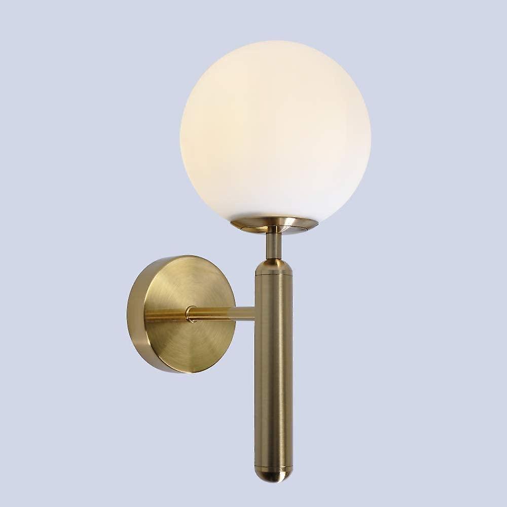 unbrand Nordic Milky White Glass Ball Wall Sconce Modern Gold Metal Wall Sconce With White Light E14 Led Bul