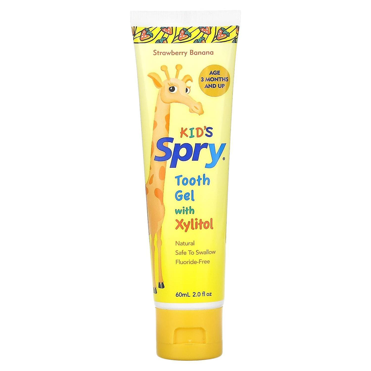 Xlear, Kid's Spry Tooth Gel with Xylitol, Strawberry Banana, 2.0 fl oz (60 ml)