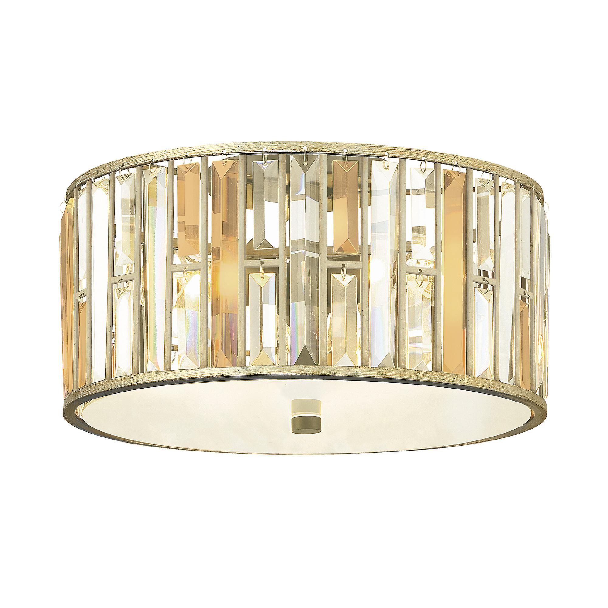 Gemma 3 Light Flush Mount Ceiling Light Silver Leaf E27