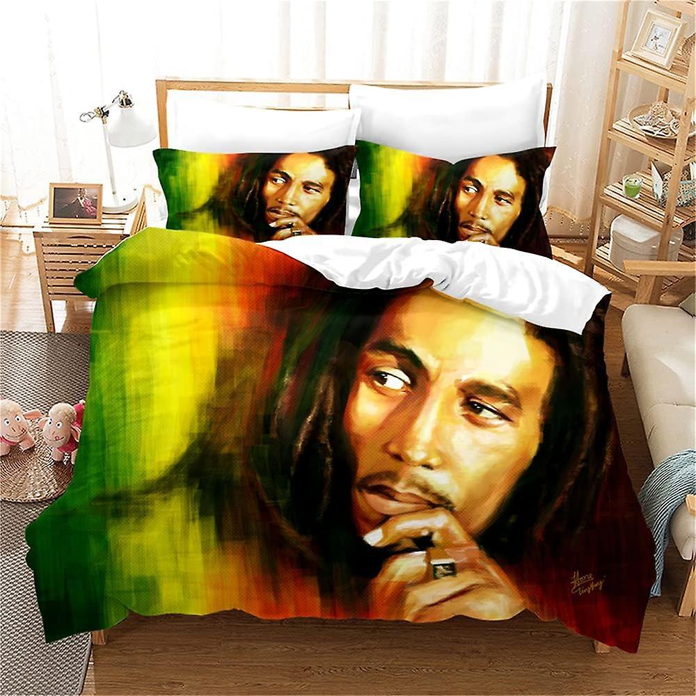 Kerota Bob Marley Bedding Set for Teenagers and Adults with 2 Pillowcases and Duvet Cover with Zipper. ,Bob Marley 01) King220x240cm