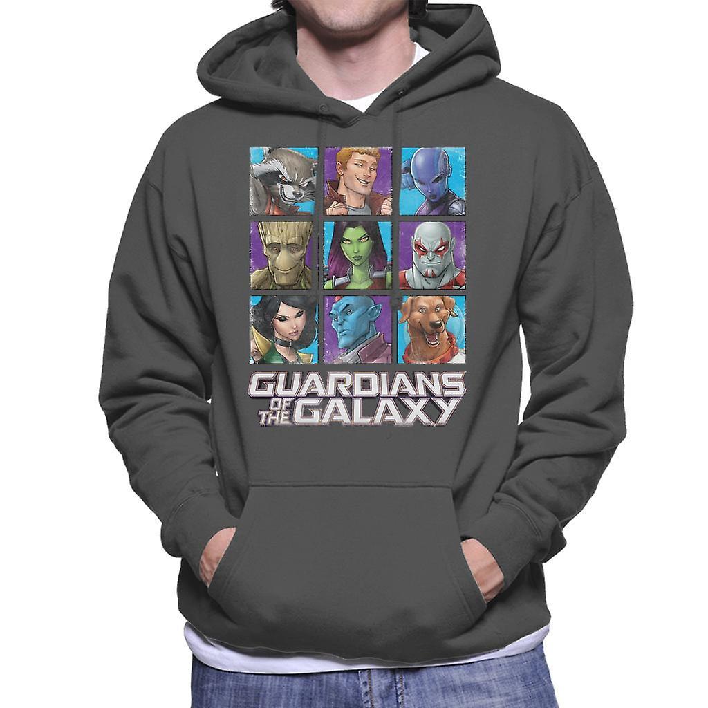 Marvel Guardians Of The Galaxy Extended Crew Men's Hooded Sweatshirt Charcoal Small