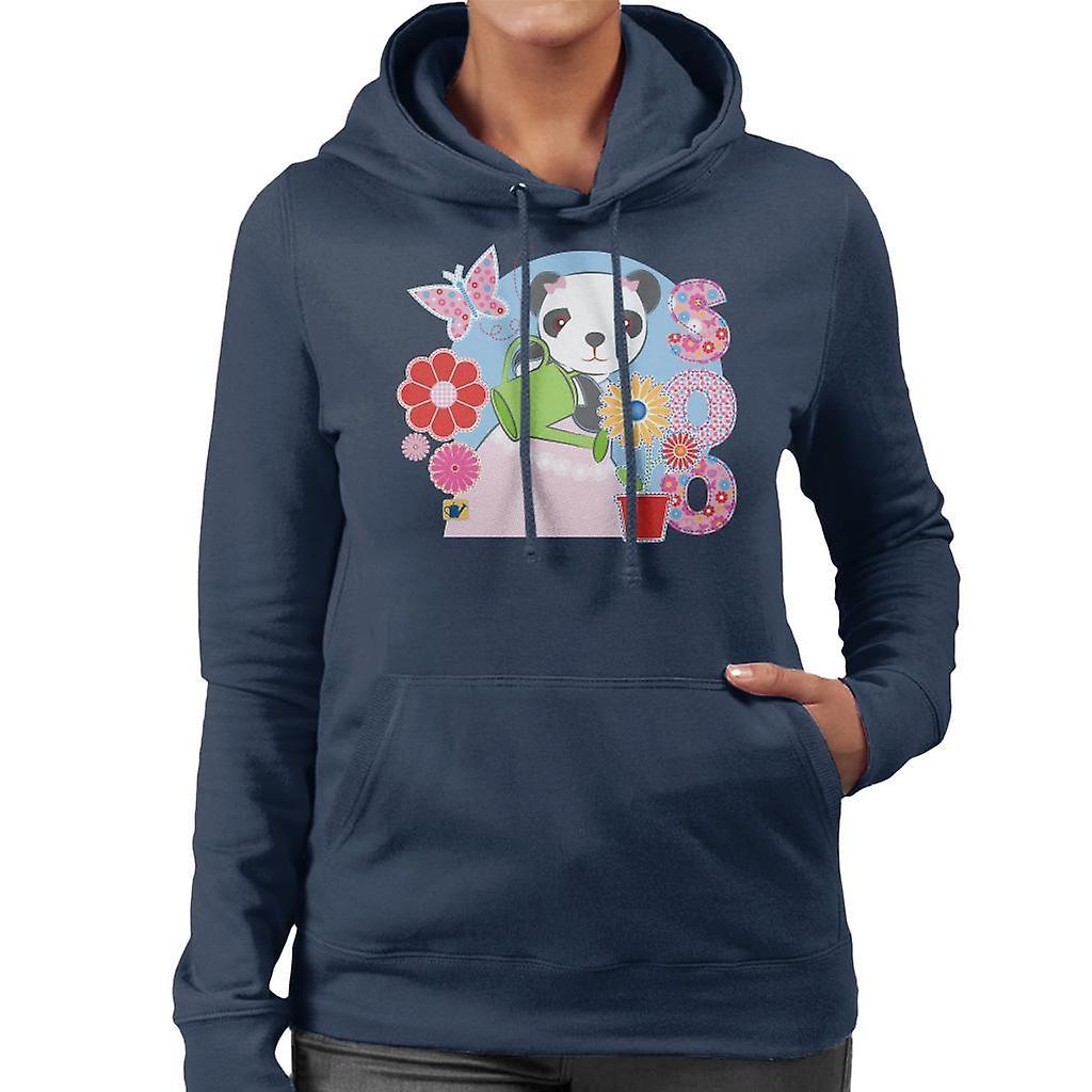 Sooty Soo Watering Flowers Women's Hooded Sweatshirt Navy Blue Small